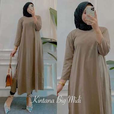 FASHION BAJUTERBARU KAYLA MIDI DRESS M L XL XXL | GAMIS WANITA KEKINIAN BAHAN KAOS KATUN COMBED 24s 