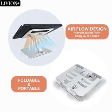 Stand Holder IPAD PRO TABLET LiVION+ Dudukan Aluminium IPAD BIG Size NEW Silver