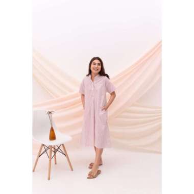 DRESS CASUAL BUMIL BUSUI DASTER KATUN JEPANG DRESS WANITA putih-merah