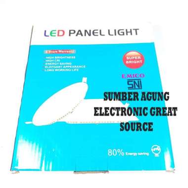 Emico Panel Downlight Kotak IB 12W Putih 6500K Tanam Cahaya Putih