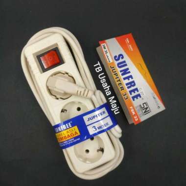 Cok Sambung / Kabel Sambung 3 Lubang + Switch Sunfree 3 Meter
