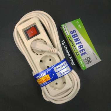 Cok Sambung / Kabel Sambung 3 Lubang + Switch Sunfree 5 Meter