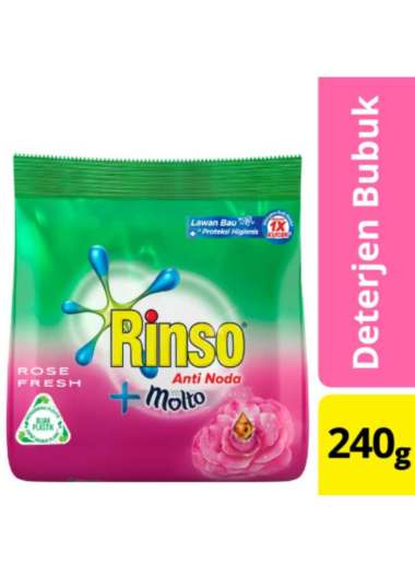 Promo Harga RINSO Anti Noda Deterjen Bubuk + Molto Pink Rose Fresh 240 gr - Blibli