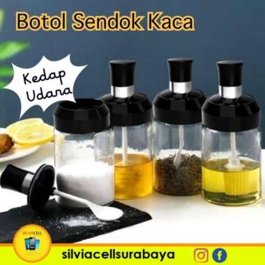 Botol Sendok Kaca Kedao Udara Bumbu Dapur Garam / Tempat Minyak /Tople