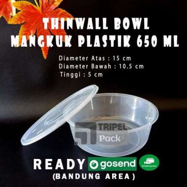 Thinwall Bowl Mangkok Plastik Cup Puding Bulat 650 ml