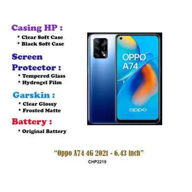 Oppo A74 4G 2021 - 6.43 inch - Case - Screen Protector - Battery - Dll Black Soft Case