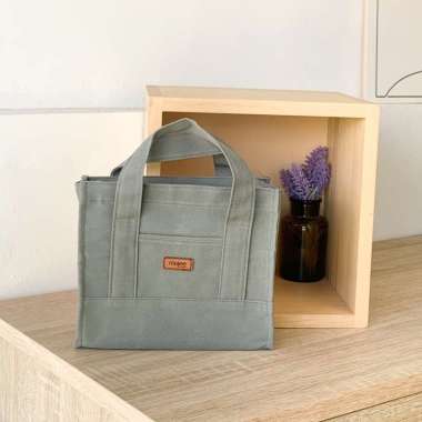 DAISY MINI BY ROUJEE - TAS KANVAS CUSTOM NAMA HANDBAG SLINGBAG TAS SELEMPANG DAN BAHU ABU