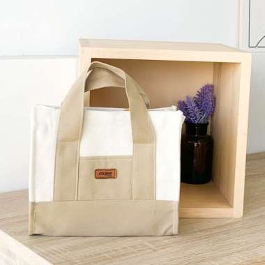 DAISY MINI BY ROUJEE - TAS KANVAS CUSTOM NAMA HANDBAG SLINGBAG TAS SELEMPANG DAN BAHU PUTIH KHAKI