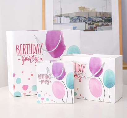 Paper bag Goodie Bag Karakter Birthday Party Tas Kado Gift Bag Large White Ballon
