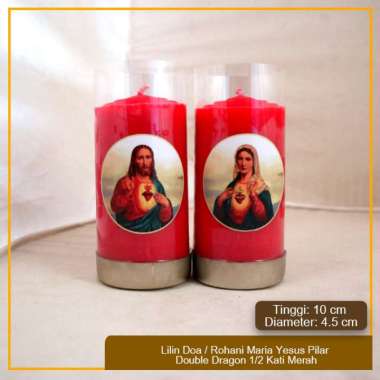 Lilin Misa Ibadah Doa Rohani Yesus Maria Merah Pilar 1 Kati Gambar 3