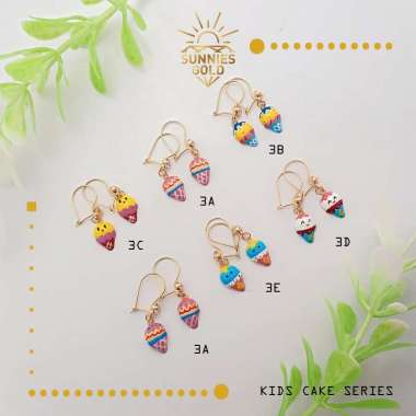 ANTING ANAK ANTING EMAS ASLI KADAR 8K DAN KADAR 6K ANTING ICE CREAM SERIES ANAK LUCU BERAT 0.5 GRAM