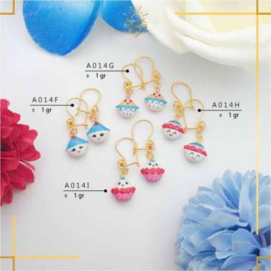 ANTING ANAK ANTING EMAS ASLI KADAR 375 (8K) DAN KADAR 300 (6K) ANTING ICE CREAM SERIES ANAK LUCU BER
