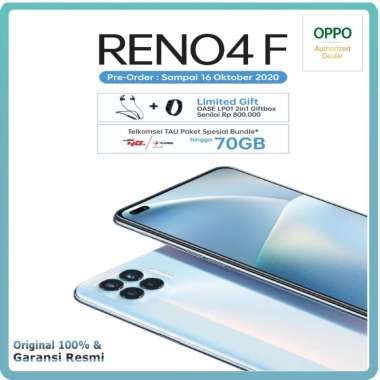 Oppo Reno4 F Ram 8GB -128GB Ultra Steady Video - Reno 4f Garansi Resmi Putih