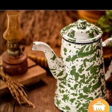 Timbangan Teko Eskan Jadul Blirik Burik Hijau Vintage 13 cm