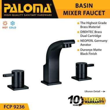 Keran Mixer Wastafel Paloma FCP 9236 Matte Black - Keran Air Panas Dingin