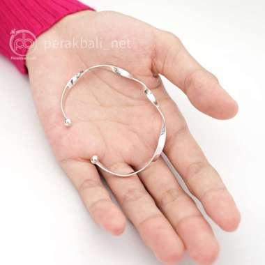 Gelang Bangle Wanita Perak Bali 925 Simple Motif Plintir Twistiana 16 CM