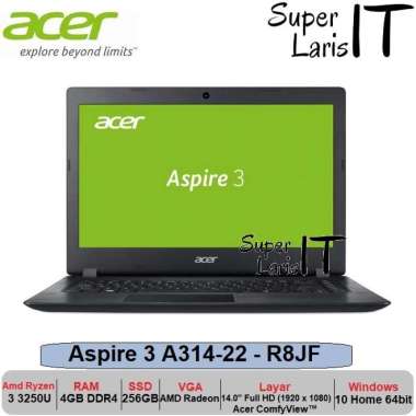 Laptop Acer Aspire 3 A314-22 Ryzen 3 3250U|4GB|256GB|Vega3|14inch|W10 Black