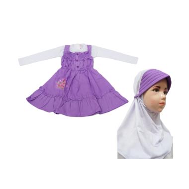 Namuslimah Kecil Overall Gamis Anak - Ungu