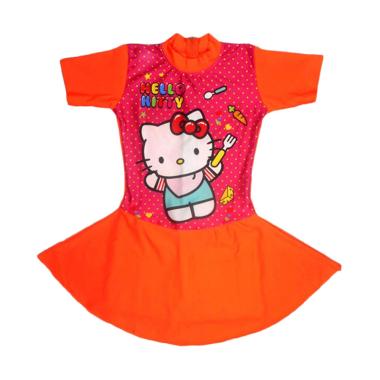 Nice Motif Hello Kitty Polka Baju Renang Rok ABG - Orange