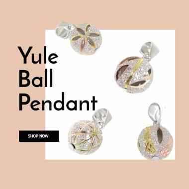 BCL293 PERHIASAN LIONTIN YULE BALL PERAK SILVER 925 LAPIS EMAS PUTIH ASLI ORIGINAL