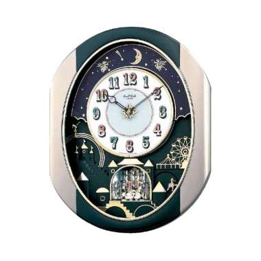 Rhythm Magic Motion 4MH751WD1 Peaceful Night 30 Songs Swarovski Crystal Japan Original Jam Dinding