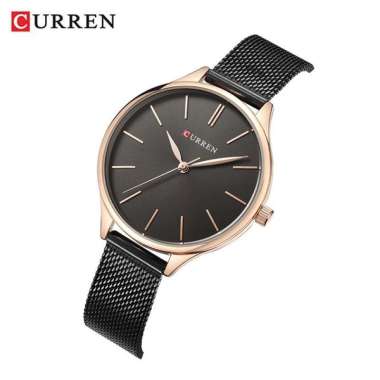 CURREN 9024 Jam Tangan Wanita Analog Stainless Steel Adjustable Clasp Hitam Rosegold