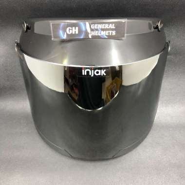 KACA HELM RETRO DATAR FLAT RAINBOW SILVER CLEAR SMOKE BOGO INJAK COATING Silver