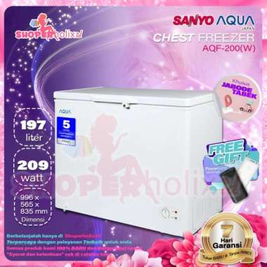 FREEZER BOX DAGING AQUA AQF-200W CHEST FREZER KULKAS DAGING ES BATU White