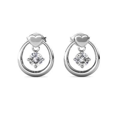 Love Drop Earrings - Anting Crystal by Her Jewellery - Dual Tone