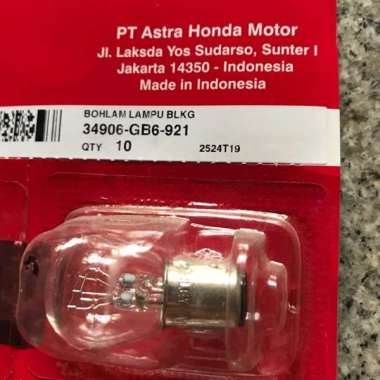 Bohlam Rem Belakang Lampu Stop Honda Original AHM 34906-GB6-921