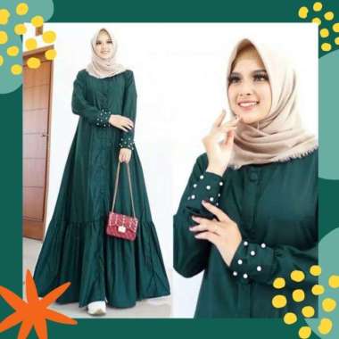 Hemat Gratis Ongkir Baju Gamis Wanita Jumbo Ab Athaya Ld 120 Dress Muslim Big Size Terbaru XL Hijau Botol