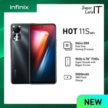 Handphone Infinix Hot 11s NFC 4/64 GB Garansi Resmi Polar Black