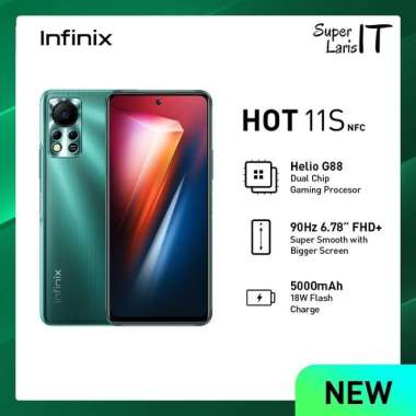Handphone Infinix Hot 11s NFC 4/64 GB Garansi Resmi Green Wave