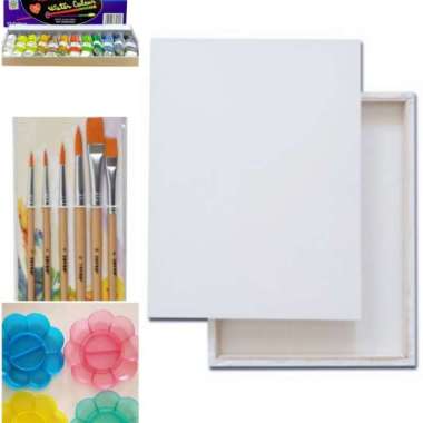Paket Alat Lukis Cat Air + Kanvas Multicolor