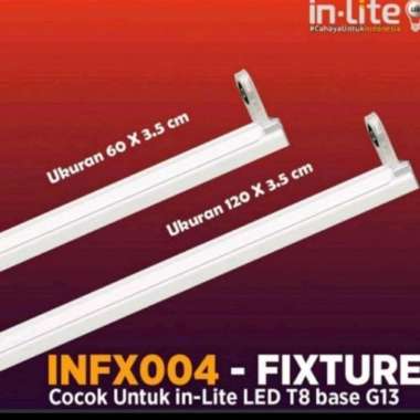 kap lampu tl led t8 60 cm 9 watt inlite/in lite rumah lampu tl led 60 cm 9 watt