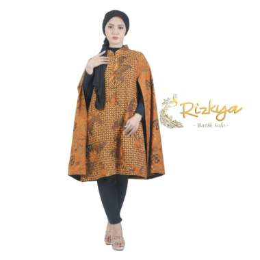 Rizkya Batik Dress Farika Pendek Tulis Sogan Batik Wanita Batik Kerja Fashion Batik L