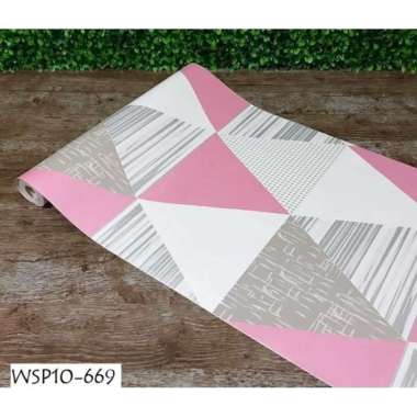 Wallpaper Geometri Pink Background Putih