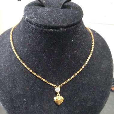 kalung anak model zirkon bandul love elegant emas asli