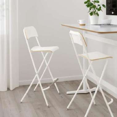 Bangku Bar Tinggi Lipat Bar Stool With Backrest Foldable 74cm_Putih