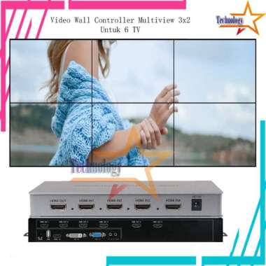 HDMI Multiview Video Wall Controller 3x2 Untuk 6 TV (4 Input 6 Output)