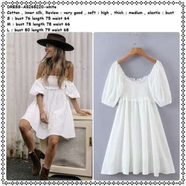 AB265220 Mini Dress Pesta Sabrina Wanita Korea Import Putih White