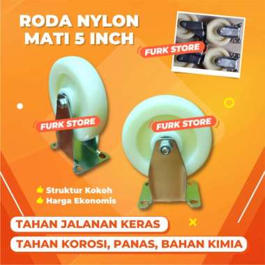 Roda Nilon Mati 5", Roda Trolley Trolli Troli 5 Inch, Roda Rigid Nylon Caster, Nylon Wheel