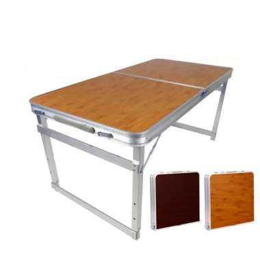 Meja Lipat Koper HPL Alumunium / Meja Lipat Portable Brown