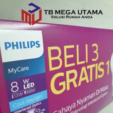 Paket Philips Lampu Bohlam LED 8 Watt | 1 Paket Isi 4 Lampu