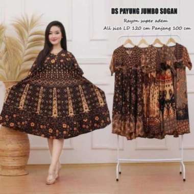 Daster Payung Jumbo Wanita Sogan Masa Klok Batik Busui Terlaris Adem acak