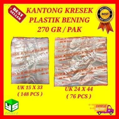 Kantong plastik kresek bening transparan , hd bening merek Piana orange uk 15