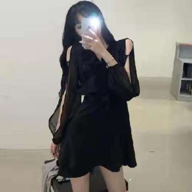sexy import kekinian pendek hitam set wanita korea dress /wanita casual dress/ XXL hitam