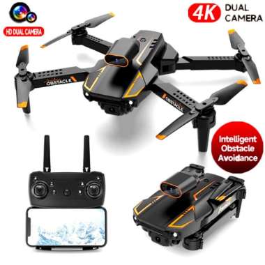 drone S91 4K dual camera sensor anti tabrak 3 arah altitude hold - Abu-abu TERBAIK