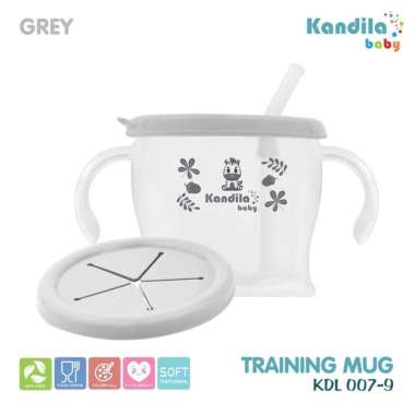 Kandila Baby KDL007-9 Training Mug 300ml - Gelas Minum Anak Bisa Pencet GREY KDL007-9
