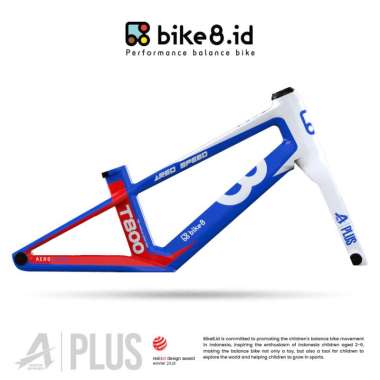 BIKE8 AERO A-PLUS CARBON FRAME Balance Bike / Pushbike - Sepeda Anak - WHITE BLUE RED
